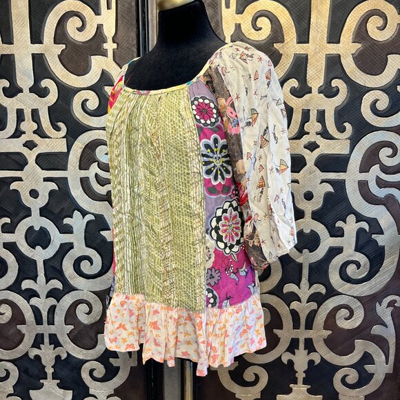 Sacred Threads patchwork multi print top - Picture 3 of 6